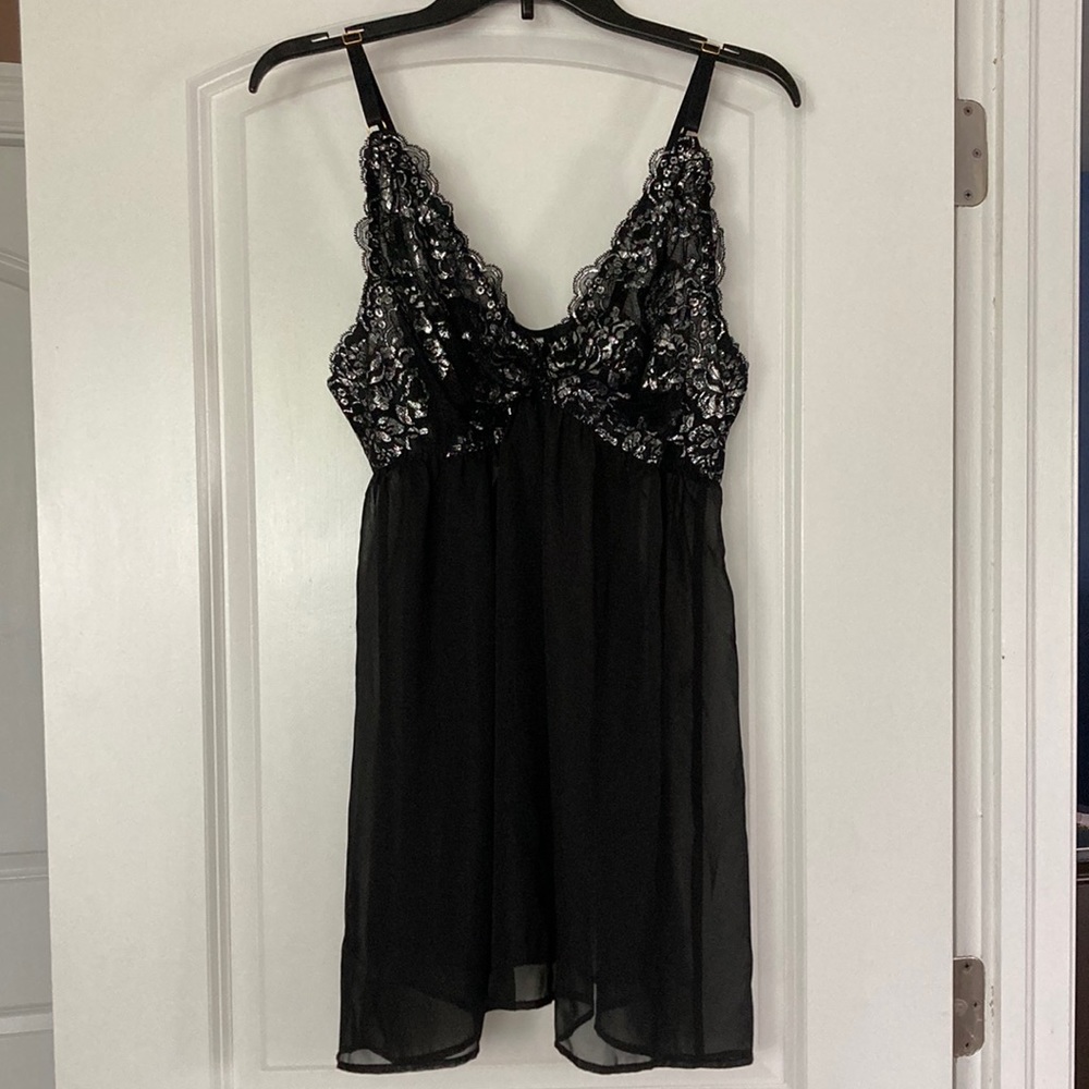 NWT Cacique Two-piece Babydoll Chemise Negligee Slip - 14/16